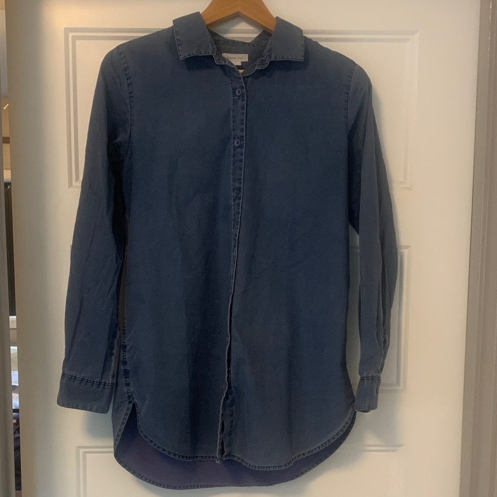 Garnet Hill Chanbray Tunic Button Down Shirt